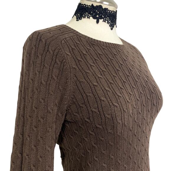 Beautiful VIntage 2000's Gap Brown Autumn Cable Knit Sweater - Picture 9 of 14